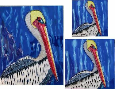 TileCraft Plaques, Stepping Stones & Wall Decor Ceramic Art Tiles-Set Of 3 Pelicans
