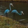 Ancient Graffiti Steel Heron Pair Garden Sculptures Statuary & Sculpture