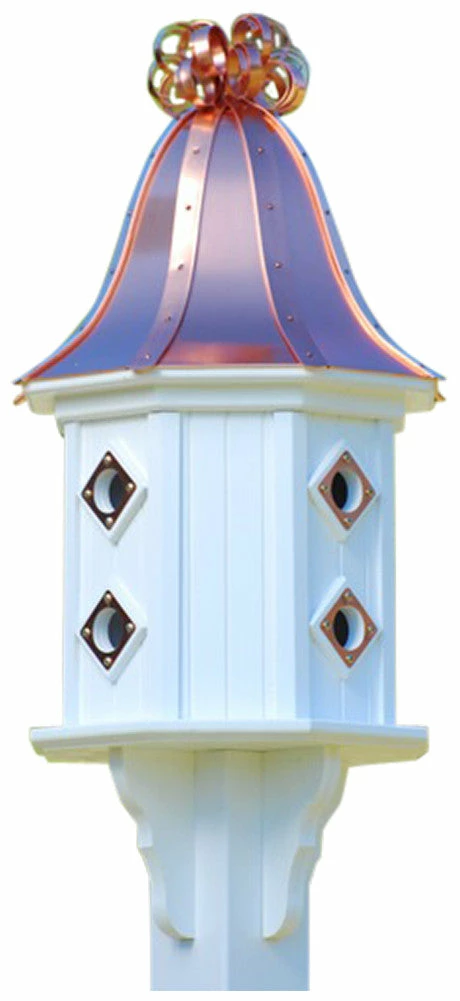 The Birdhouse Chick Copper Roof Dovecote Birdhouse 36x14 Ribbon Detail- 8 Portals Copper Roof Birdhouses