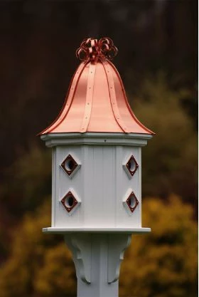 The Birdhouse Chick Copper Roof Dovecote Birdhouse 36x14 Ribbon Detail- 8 Portals Copper Roof Birdhouses