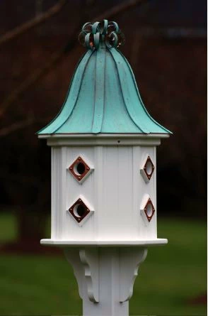 The Birdhouse Chick Copper Roof Dovecote Birdhouse 36x14 Ribbon Detail- 8 Portals Copper Roof Birdhouses