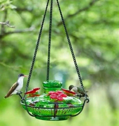 Parasol Hummingbird Feeders Bloom Perch Hummingbird Feeder- Aqua Or Green