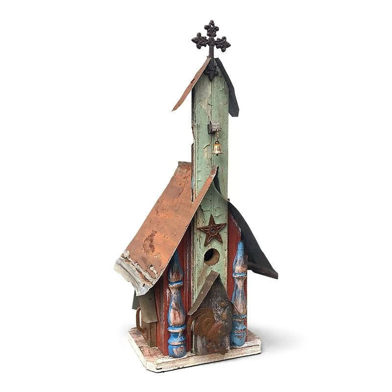 The Birdhouse Chick Barn Wood & Tin Church Birdhouses