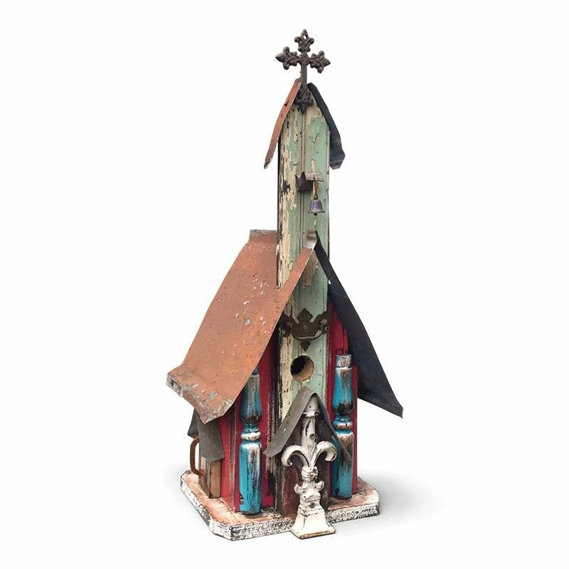 The Birdhouse Chick Barn Wood & Tin Church Birdhouses