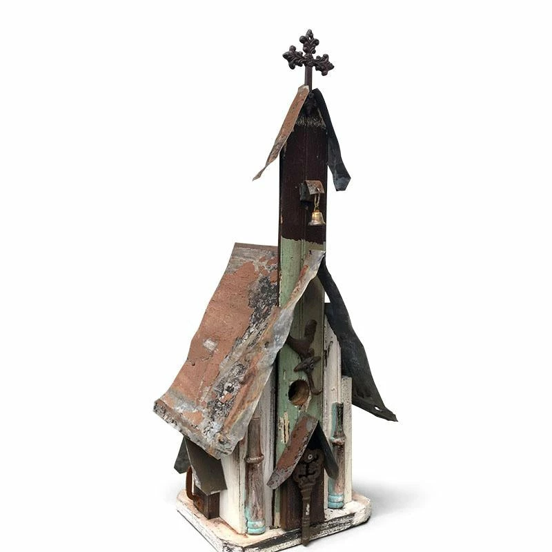 The Birdhouse Chick Barn Wood & Tin Church Birdhouses