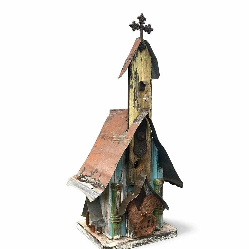 The Birdhouse Chick Barn Wood & Tin Church Birdhouses