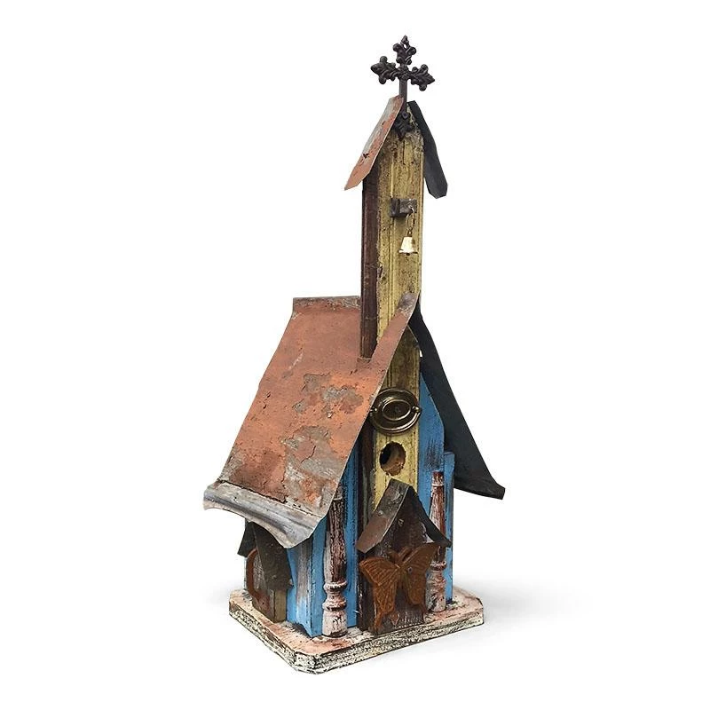 The Birdhouse Chick Barn Wood & Tin Church Birdhouses
