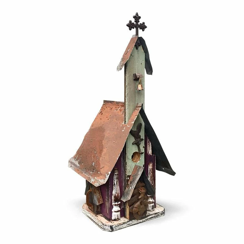 The Birdhouse Chick Barn Wood & Tin Church Birdhouses
