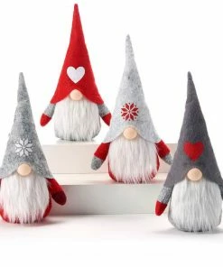 Giftcraft Home & Garden Accents Holiday Gnomes With LED Nose- Set/4
