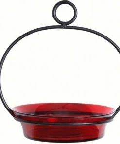 Couronne Unique Bird Feeders Glass Globe Dish Feeder/Mini-Bath- Red Or Lime