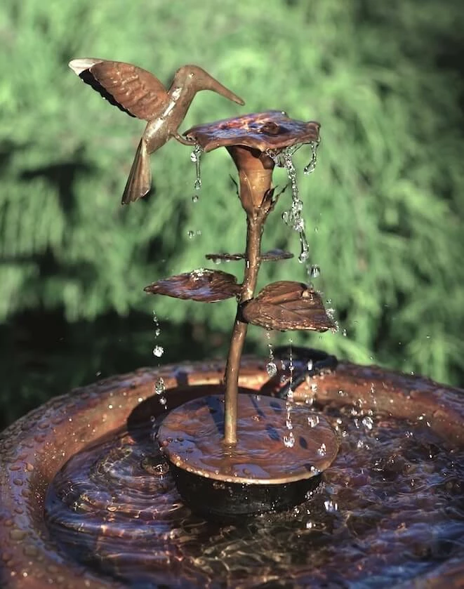 Ancient Graffiti Copper Hummingbird Birdbath Fountain/Dripper BirdBath Fountains, Misters & Wigglers