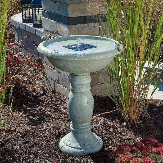 Smart Solar Staked & Pedestal Bird Baths Country Gardens Tall Solar Fountain Birdbath