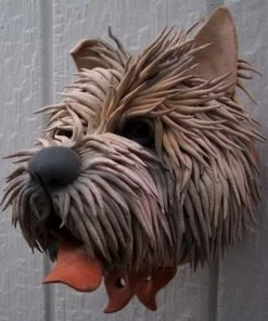 Doug Fey Dog & Cat Ceramic Birdhouse Carin Terrier Ceramic Birdhouse