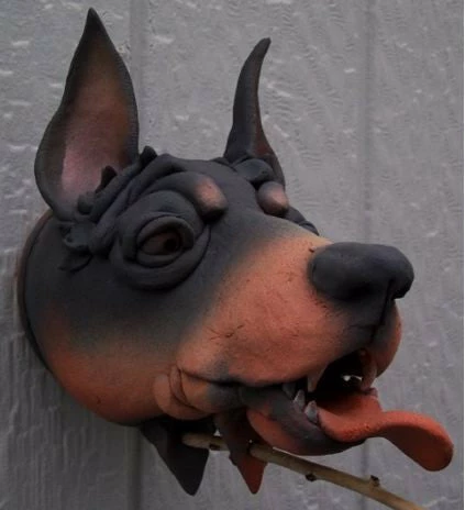 Doug Fey Doberman Ceramic Birdhouse