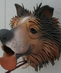 Doug Fey Collie Ceramic Birdhouse Dog & Cat Ceramic Birdhouse