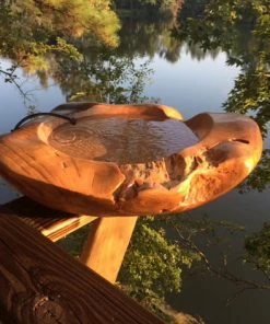 The Birdhouse Chick Natural Teak Ground Bird Bath Deck & Ground Bird Baths