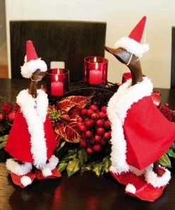 The Birdhouse Chick Santa Duck Teak Sculpture Home & Garden Accents