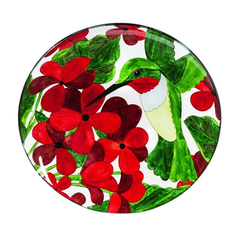 Evergreen Enetrprises Hummingbird Glass Bird Bath- Optional Bubbler Staked & Pedestal Bird Baths