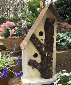 The Birdhouse Chick Church Birdhouses, Vintage-Rustic Rustic Log Front Birdhouses- 2 Sizes