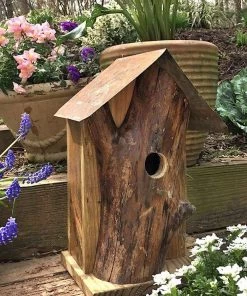 The Birdhouse Chick Church Birdhouses, Vintage-Rustic Rustic Log Front Birdhouses- 2 Sizes