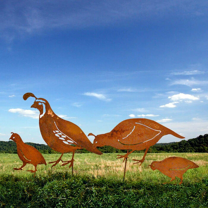 The Birdhouse Chick Garden Stakes & Whirligigs Quail Family Garden Stakes