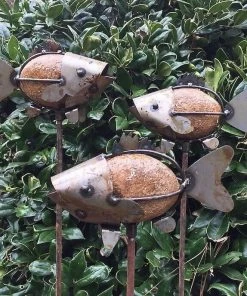 The Birdhouse Chick Rock Fish Garden Stakes Set/3