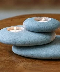 Garden Age Supply Stacked Stone Candle Holder