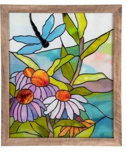 Evergreen Enetrprises Stained Glass Dragonfly Panel