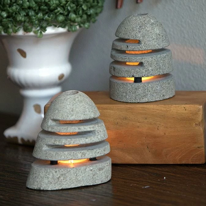 Garden Age Supply Stone Shade Candle Holder Set/2 Home & Garden Accents