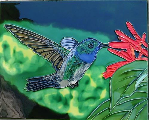 TileCraft Ceramic Art Tile-Hummingbird 8x10