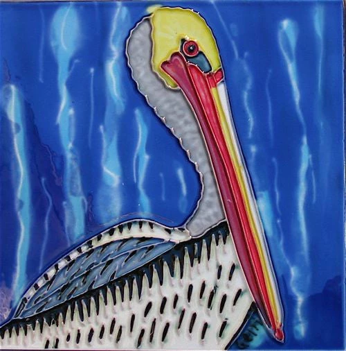 TileCraft Plaques, Stepping Stones & Wall Decor Ceramic Art Tiles-Set Of 3 Pelicans