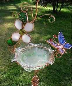 Popular Hanging Dish Feeder/Mini Bath Stained Glass