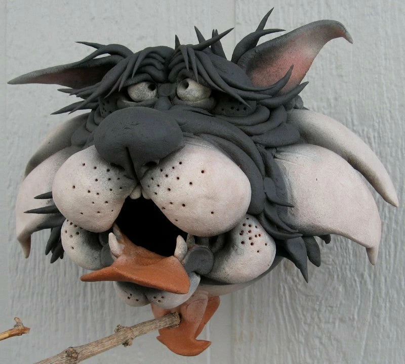 Doug Fey Tuxedo Cat Ceramic Birdhouse Unique Birdhouses