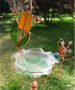 Popular Hanging Dish Feeder/Mini Bath Stained Glass