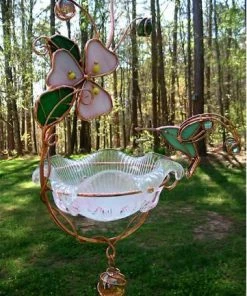 Popular Hanging Dish Feeder/Mini Bath Stained Glass