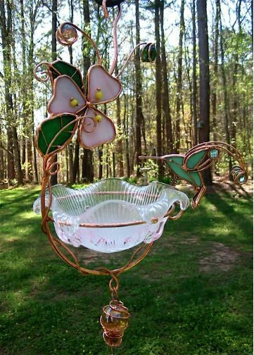 Popular Hanging Dish Feeder/Mini Bath Stained Glass