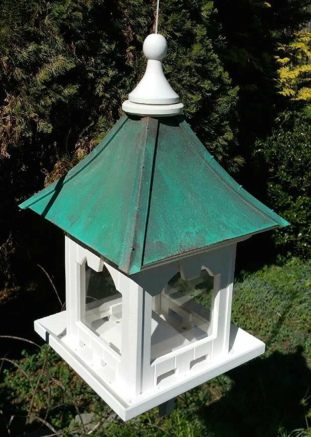 The Birdhouse Chick Copper Roof Bird Feeder With Large Capacity - Hanging
