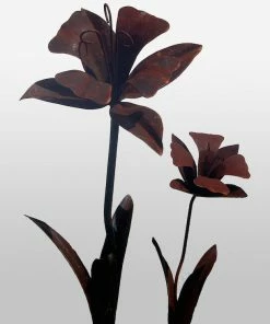 Iron Age Huge Hand Forged Daffodils Statuary & Sculpture