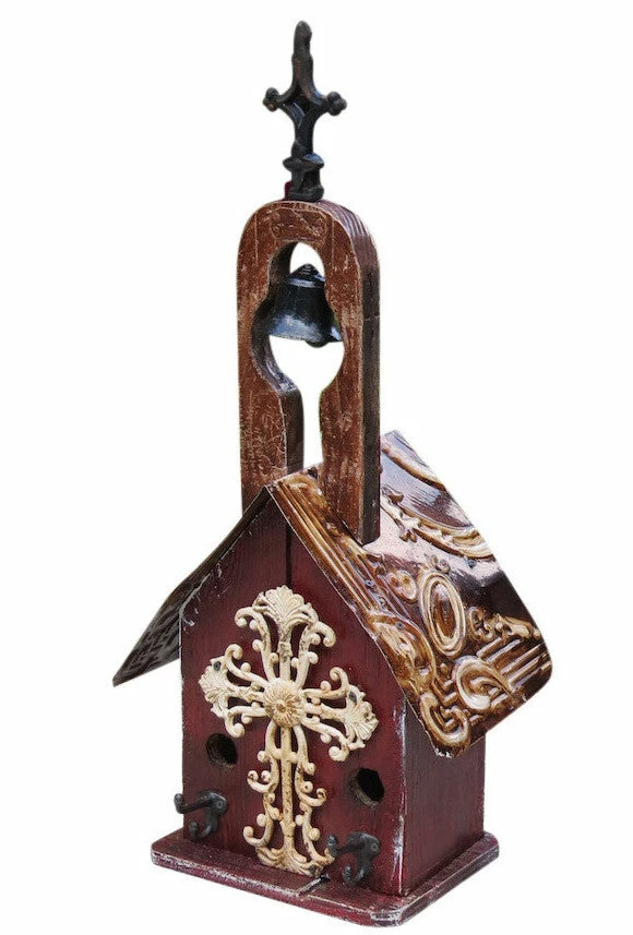 The Birdhouse Chick Vintage Church Birdhouse- Large Cross Church Birdhouses, Vintage-Rustic