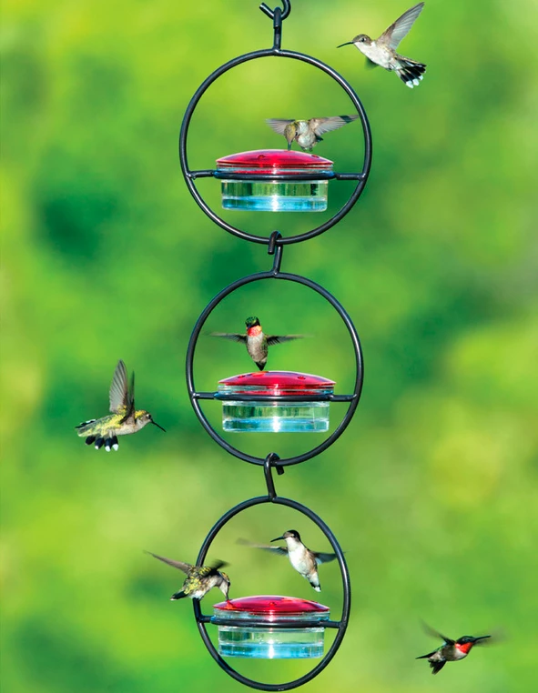 Couronne Triple Orb Glass Hummingbird Feeder